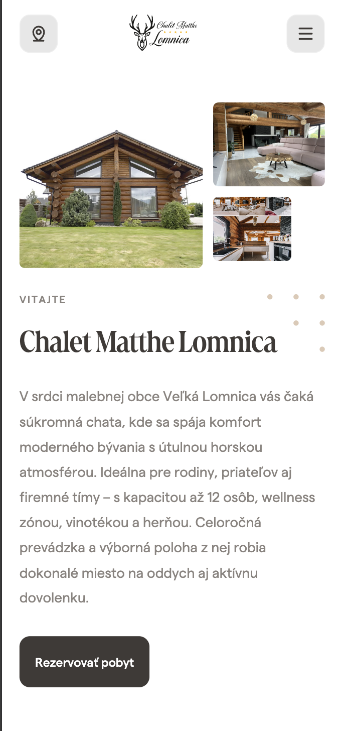 Mobile — chalet details and amenities
