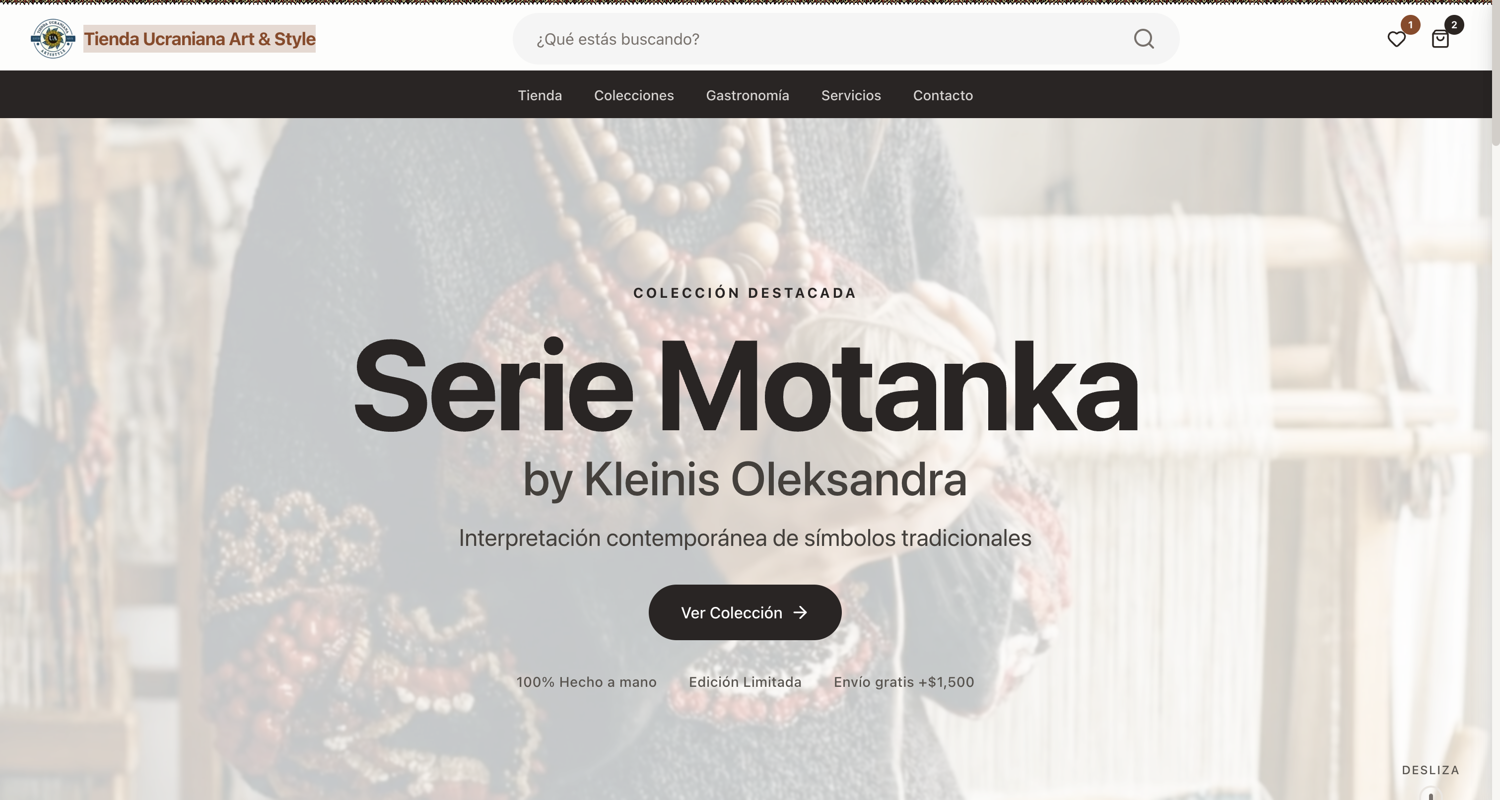 Tienda — product detail and collections